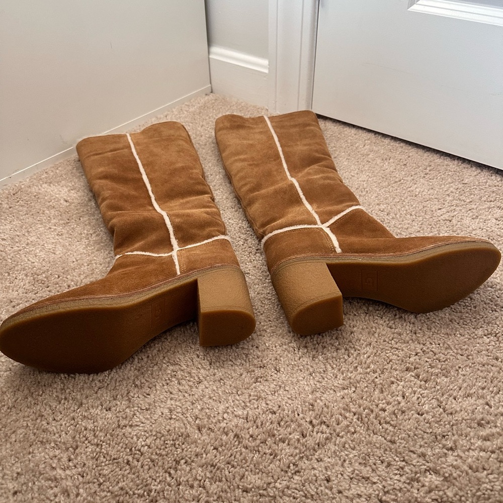 UGG Tan Heeled Boots with Suede Finish - Picture 2 of 11